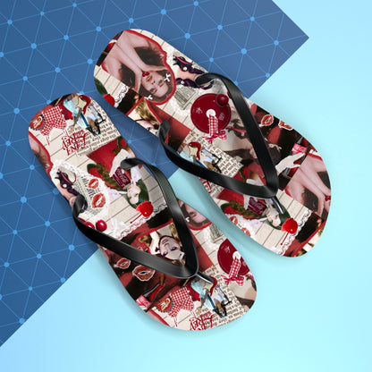 Lana Del Rey Cherry Coke Collage Flip Flops