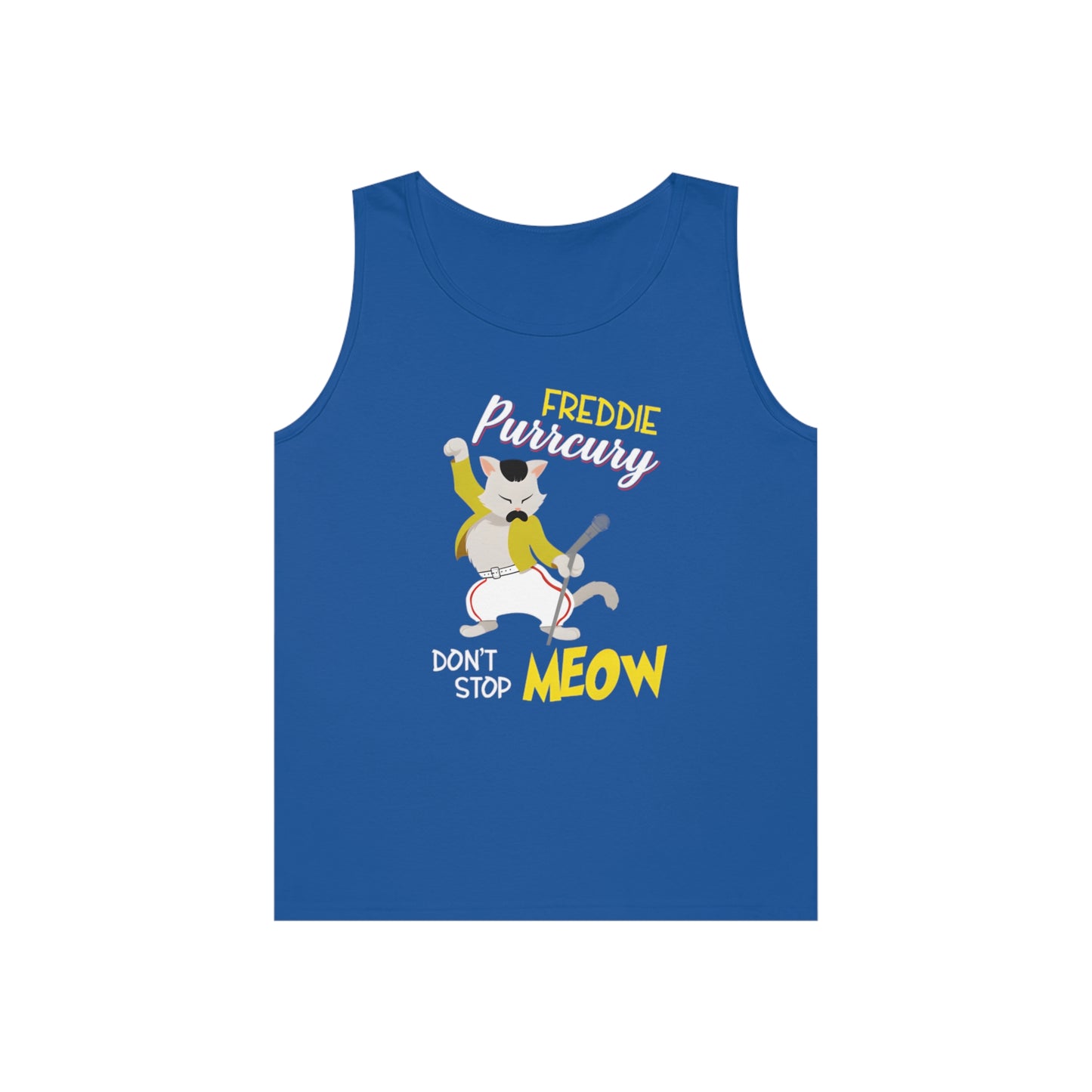 Queen Don't Stop Meow Freddie Purrcury Unisex Heavy Cotton Tank Top