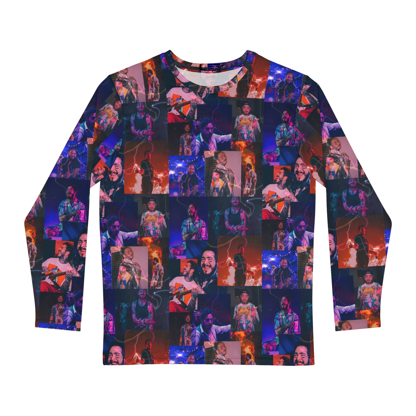 Post Malone Lightning Photo Collage Men's Long Sleeve Tee Shirt