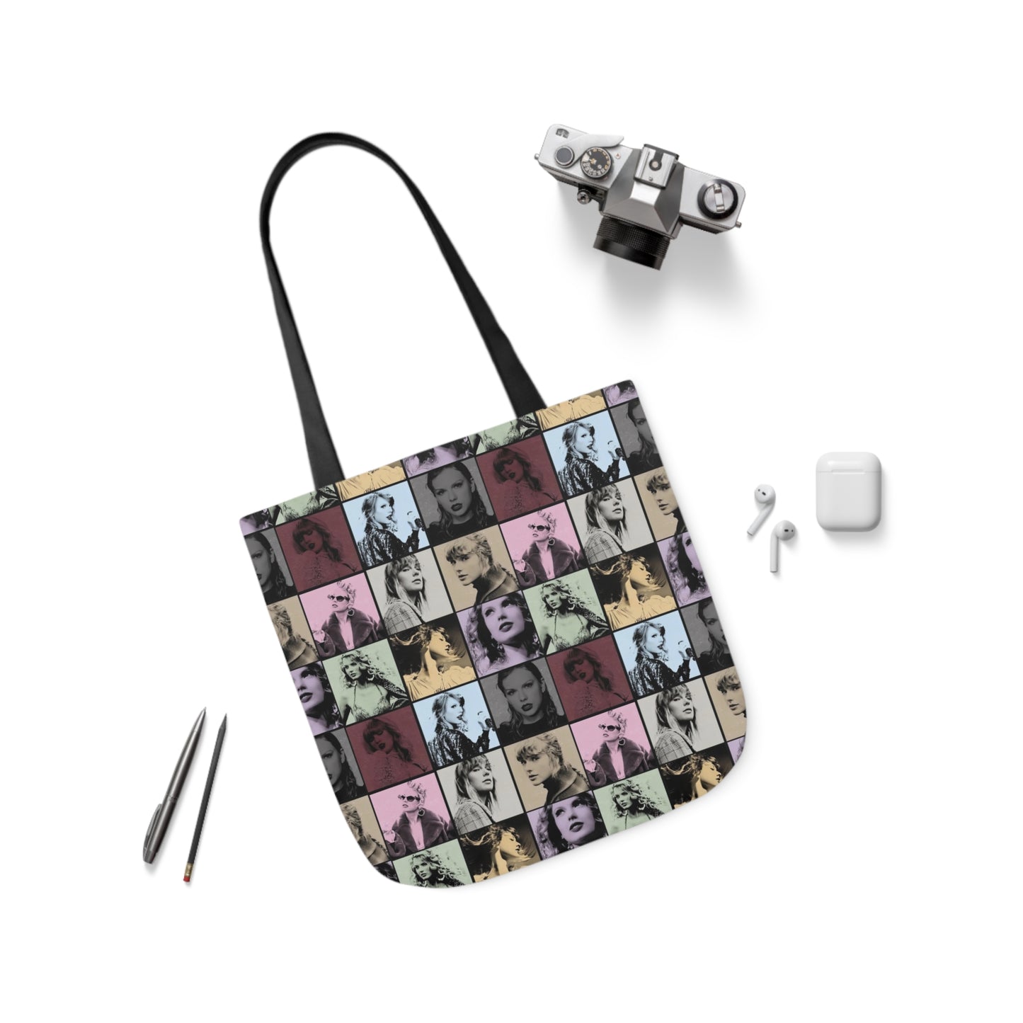 Taylor Swift Eras Collage Polyester Canvas Tote Bag