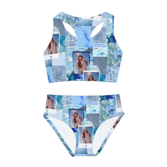 Olivia Rodrigo Light Blue Aesthetic Collage Girls Two Piece Swimsuit