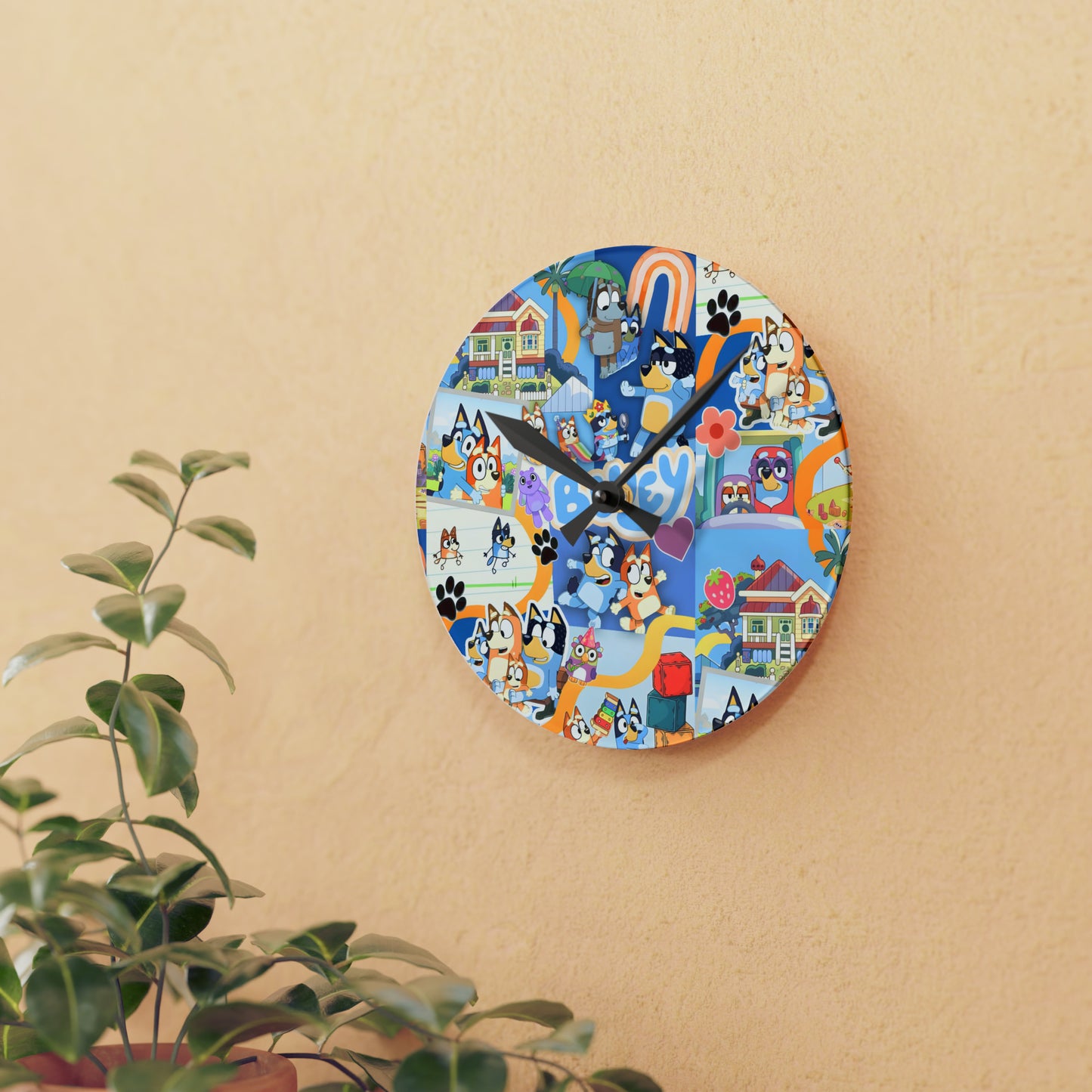 Bluey Playtime Collage Acrylic Wall Clock