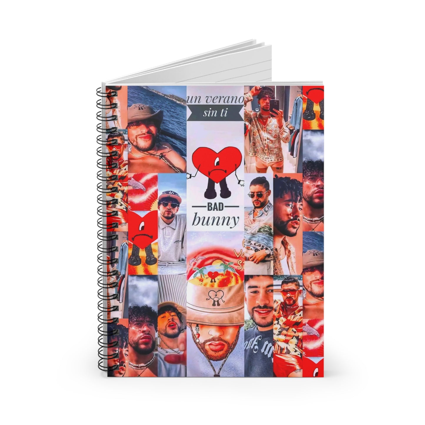 Bad Bunny Un Verano Sin Ti Photo Collage Ruled Line Spiral Notebook