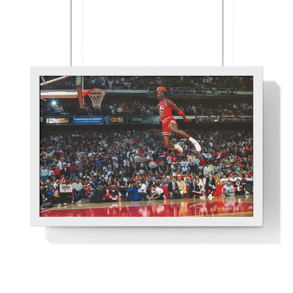 Michael Jordan Free Throw Line Slam Dunk Premium Framed Horizontal Poster