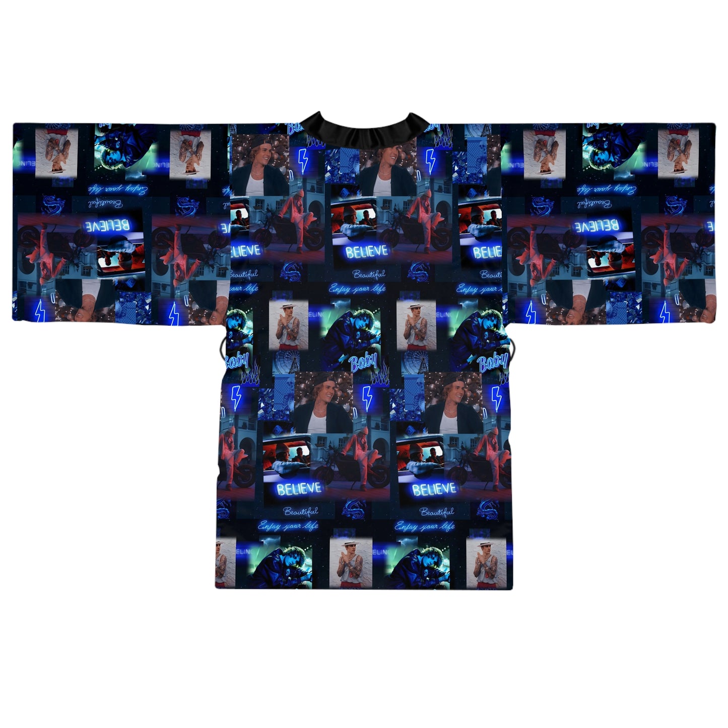 Justin Bieber Enjoy Your Life Collage Long Sleeve Kimono Robe