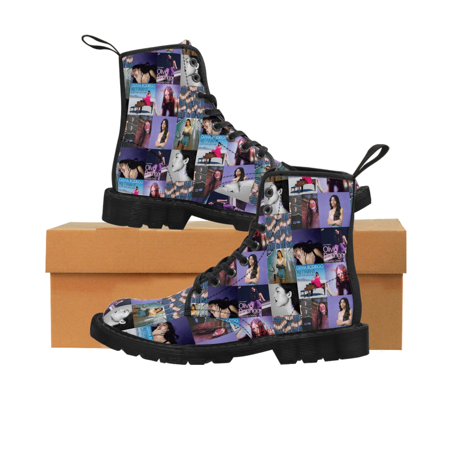 Olivia Rodrigo Album Cover Art Collage Women's Canvas Boots