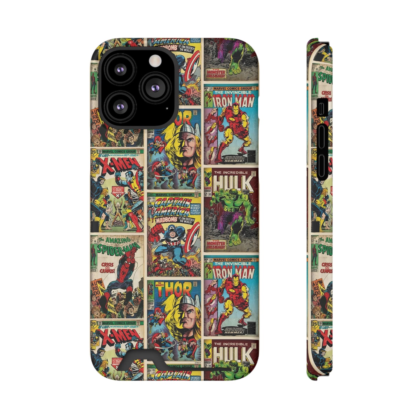 Marvel Comic Book Cover Collage Phone Case With Card Holder