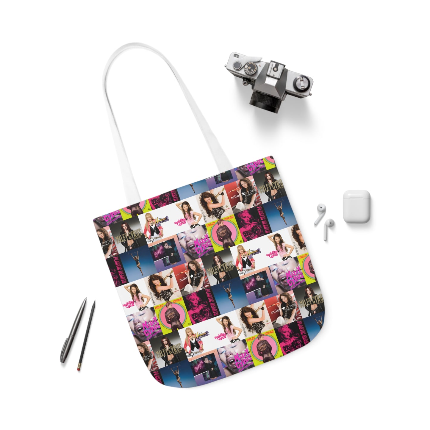 Miley Cyrus Album Cover Collage Polyester Canvas Tote Bag