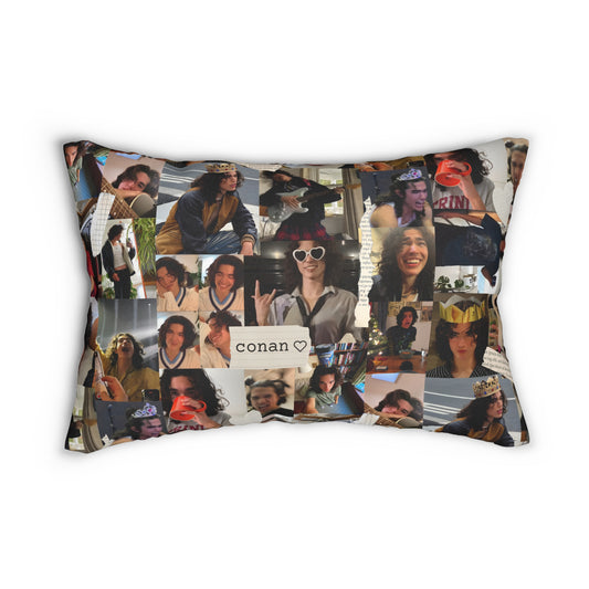 Conan Grey Being Cute Photo Collage Spun Polyester Lumbar Pillow