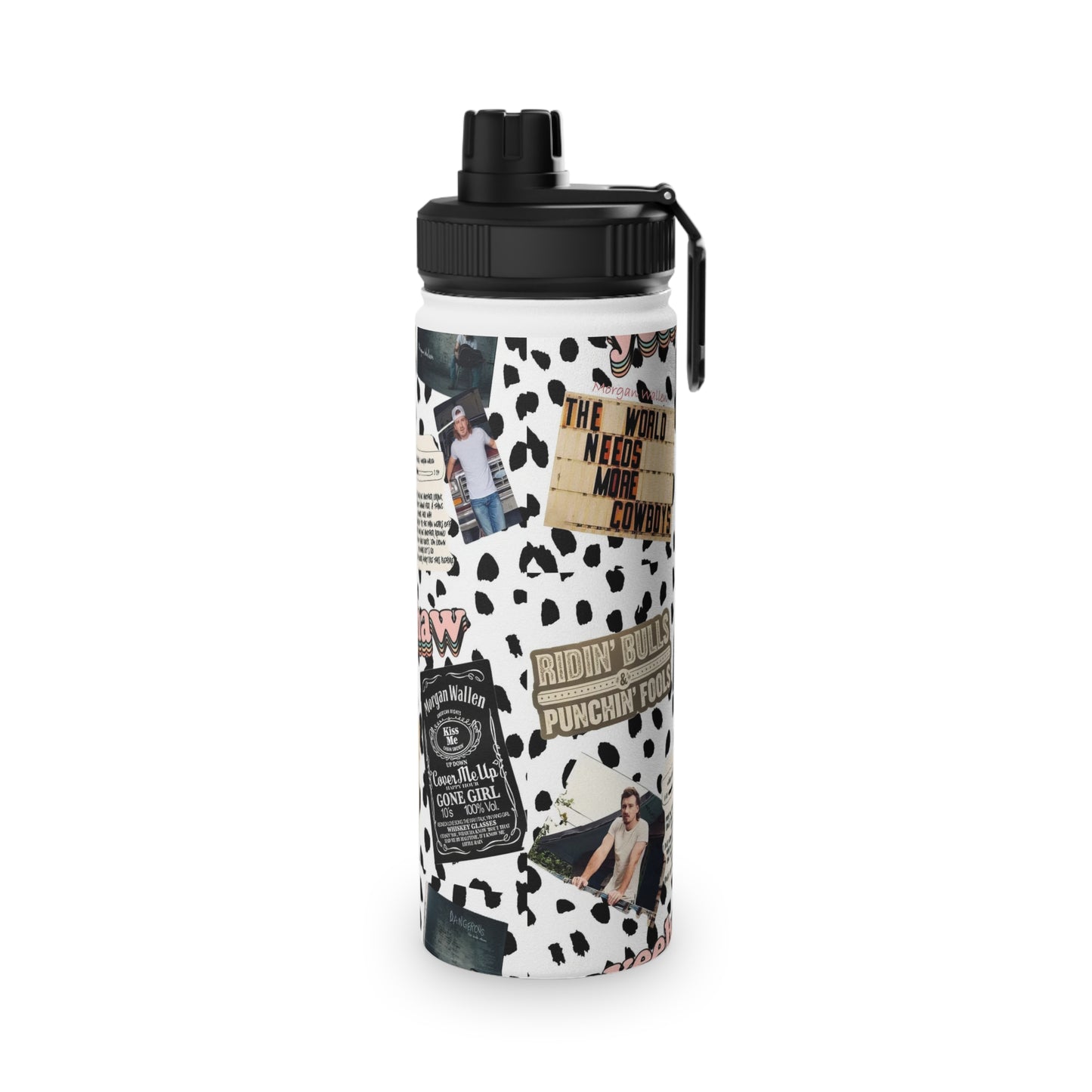 Morgan Wallen Yeehaw Collage Stainless Steel Sports Lid Water Bottle