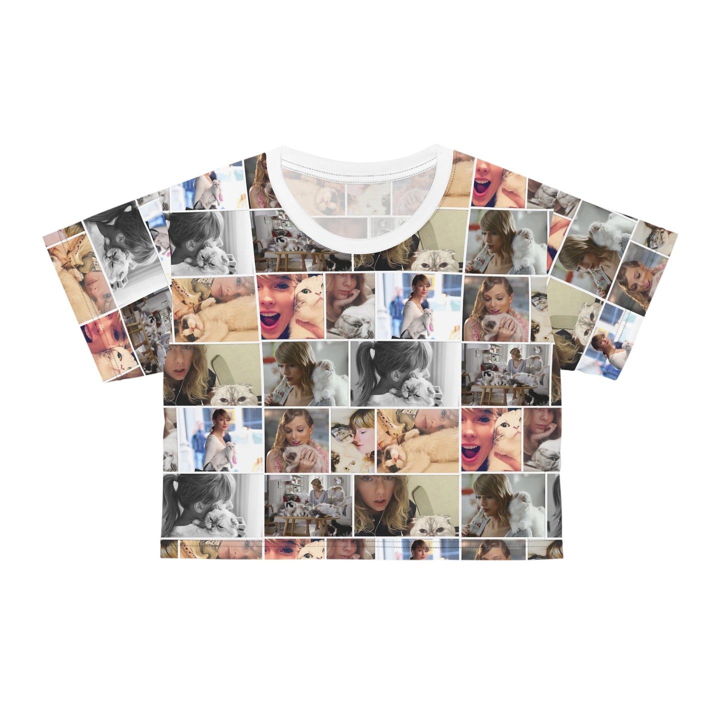 Taylor Swift's Cats Collage Pattern Crop Tee