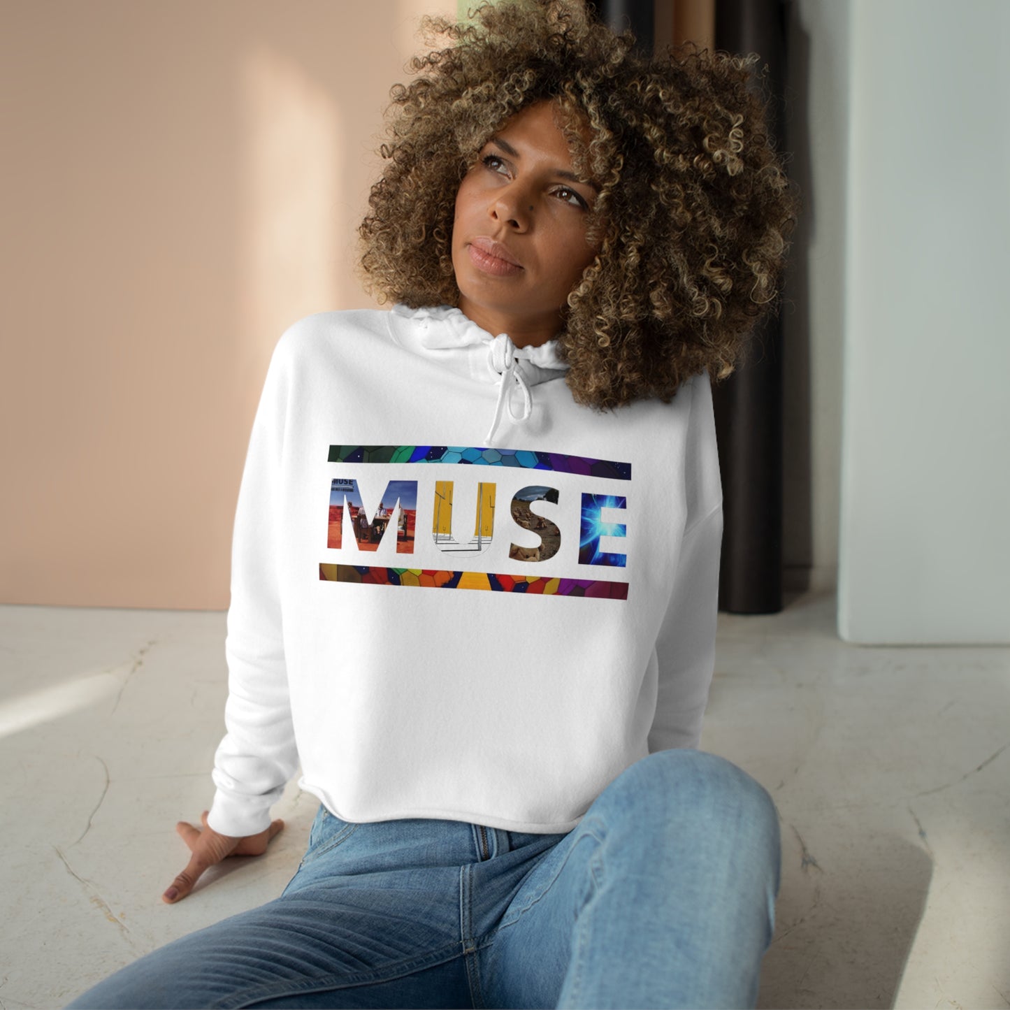 Muse Album Art Letters Crop Hoodie