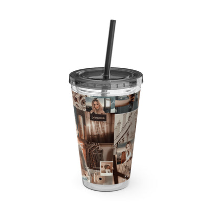 Sabrina Carpenter Peachy Princess Collage Sunsplash Tumbler with Straw