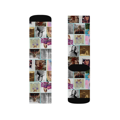 Taylor Swift Album Art Collage Pattern Tube Socks