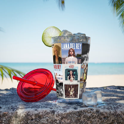 Lana Del Rey Album Cover Collage Sunsplash Tumbler with Straw