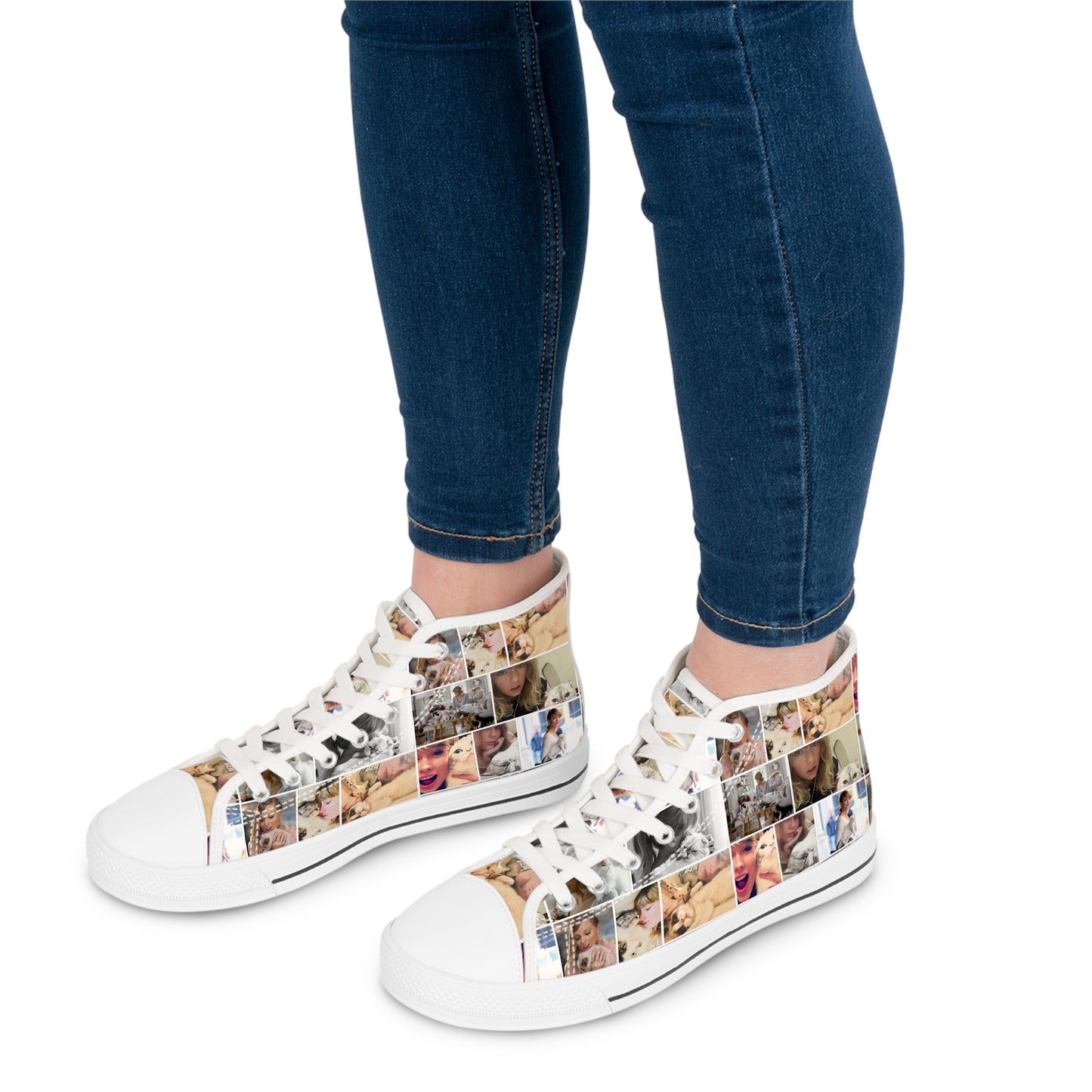 Taylor Swift's Cats Collage Pattern Women's High Top Sneakers