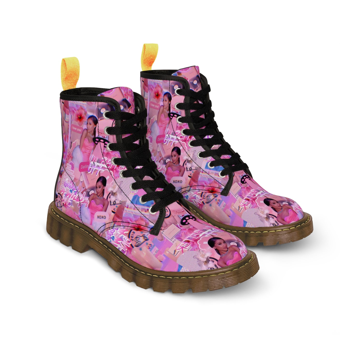 Ariana Grande Purple Vibes Collage Women's Canvas Boots