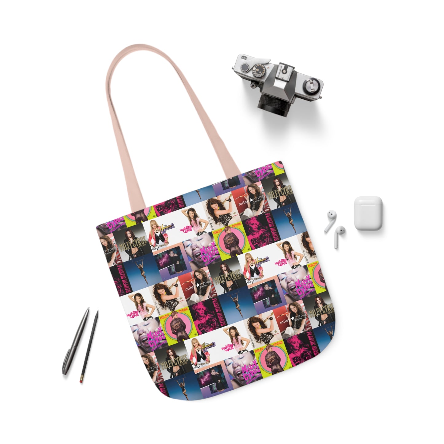 Miley Cyrus Album Cover Collage Polyester Canvas Tote Bag