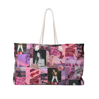 Ariana Grande Pink Aesthetic Collage Weekender Bag