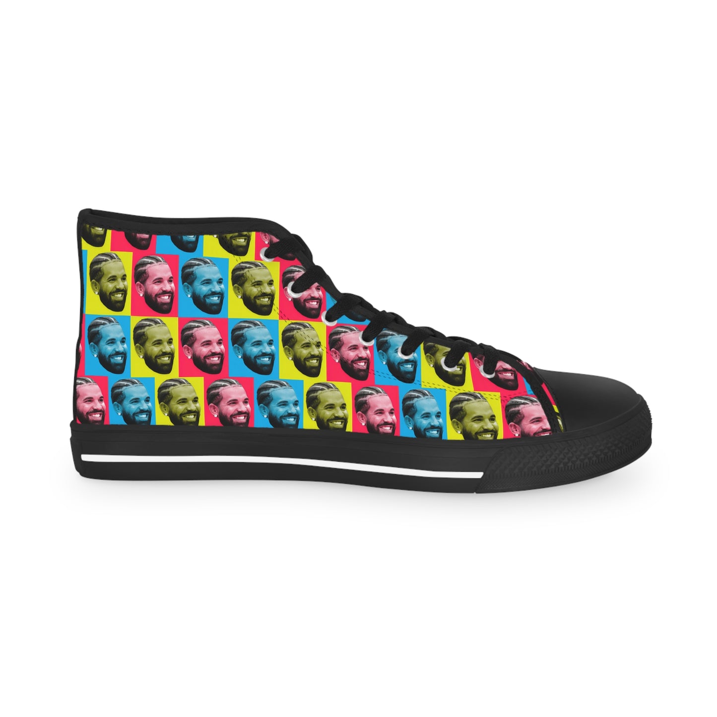 Drake Colored Checker Faces Men's High Top Sneakers