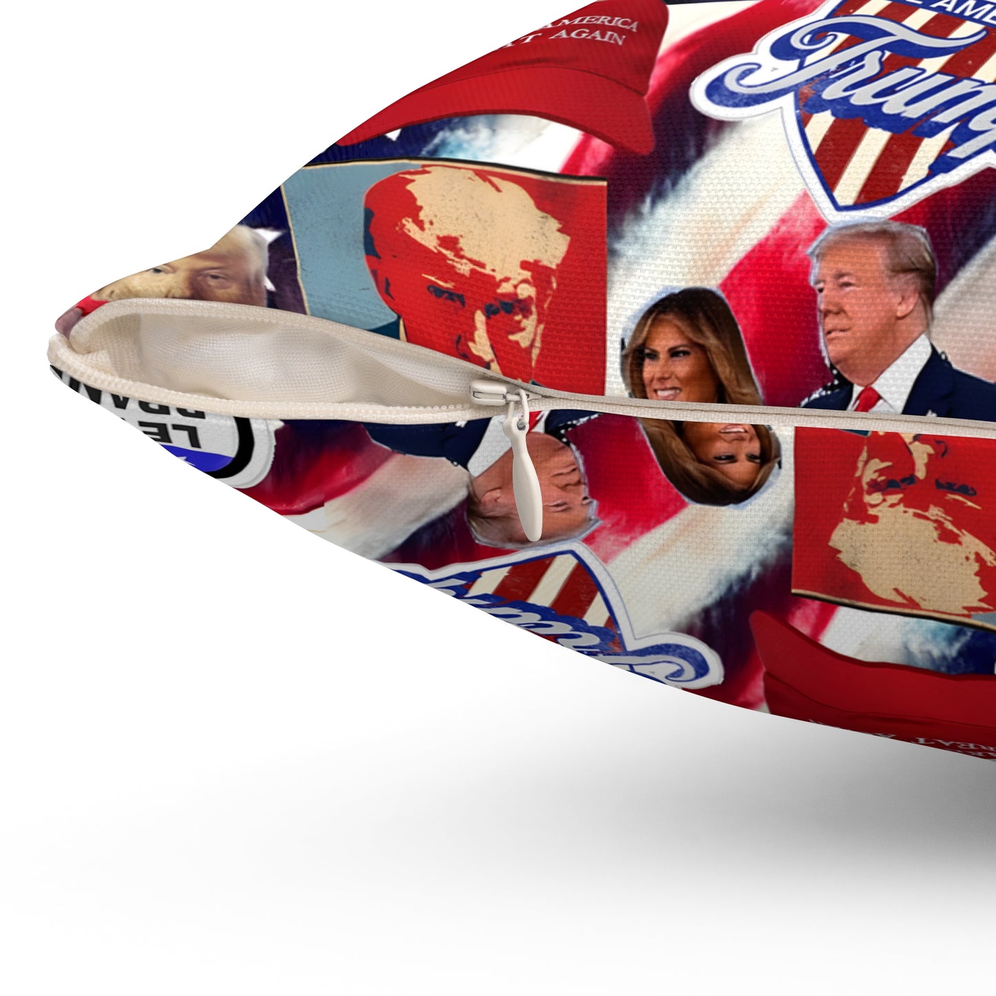 Donald Trump 2024 MAGA Montage Spun Polyester Square Pillow