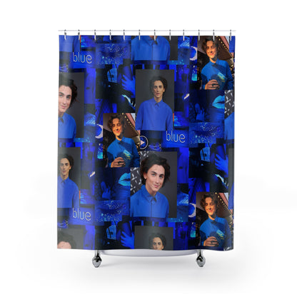 Timothee Chalamet Cool Blue Collage Shower Curtain