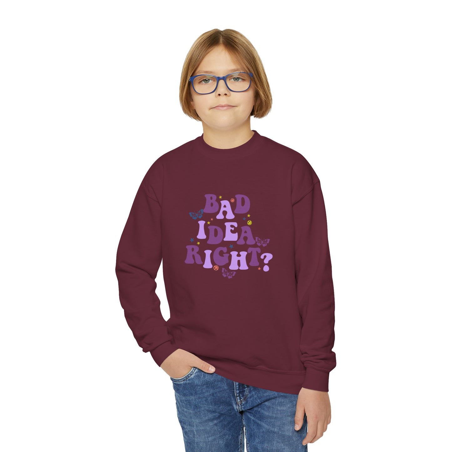 Olivia Rodrigo Bad Idea Right? Youth Crewneck Sweatshirt