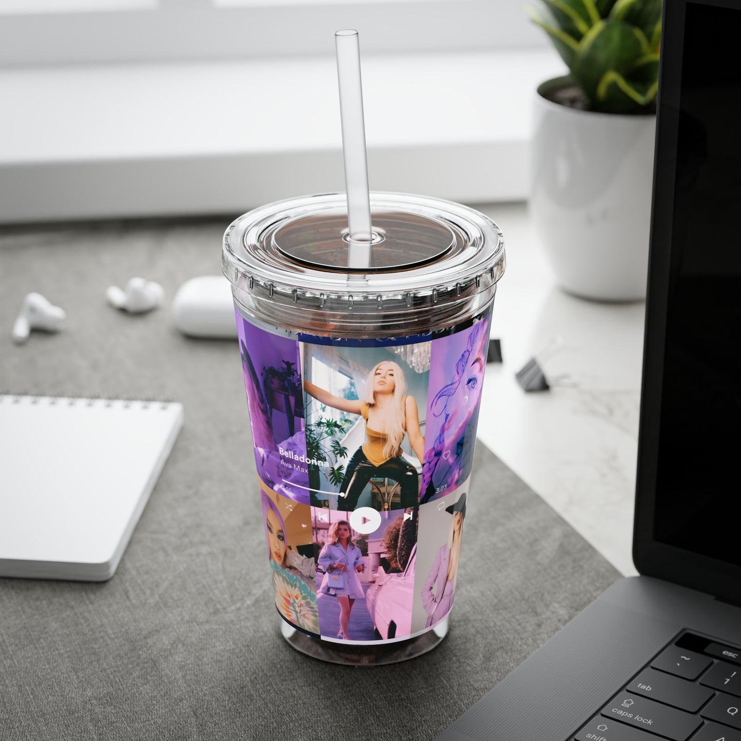 Ava Max Belladonna Photo Collage Sunsplash Tumbler with Straw