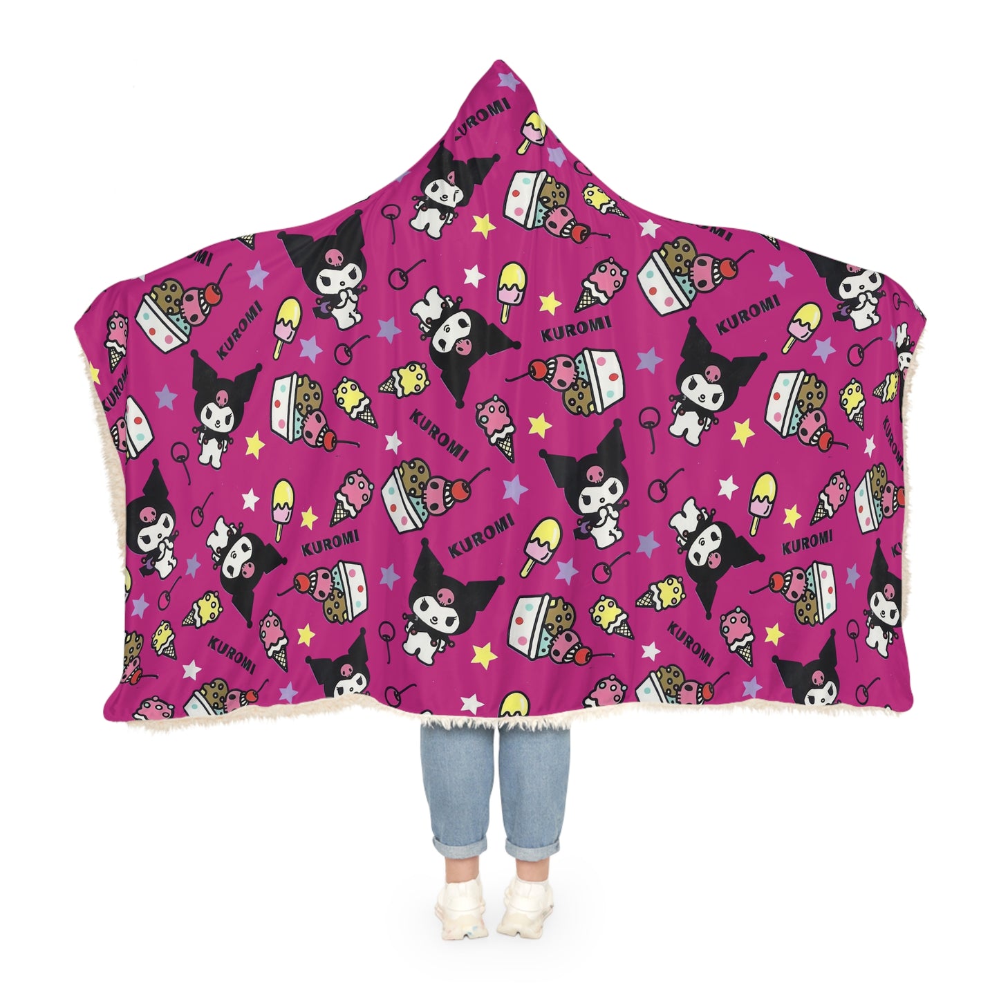 Kuromi Ice Cream Sundae Pattern Snuggle Blanket