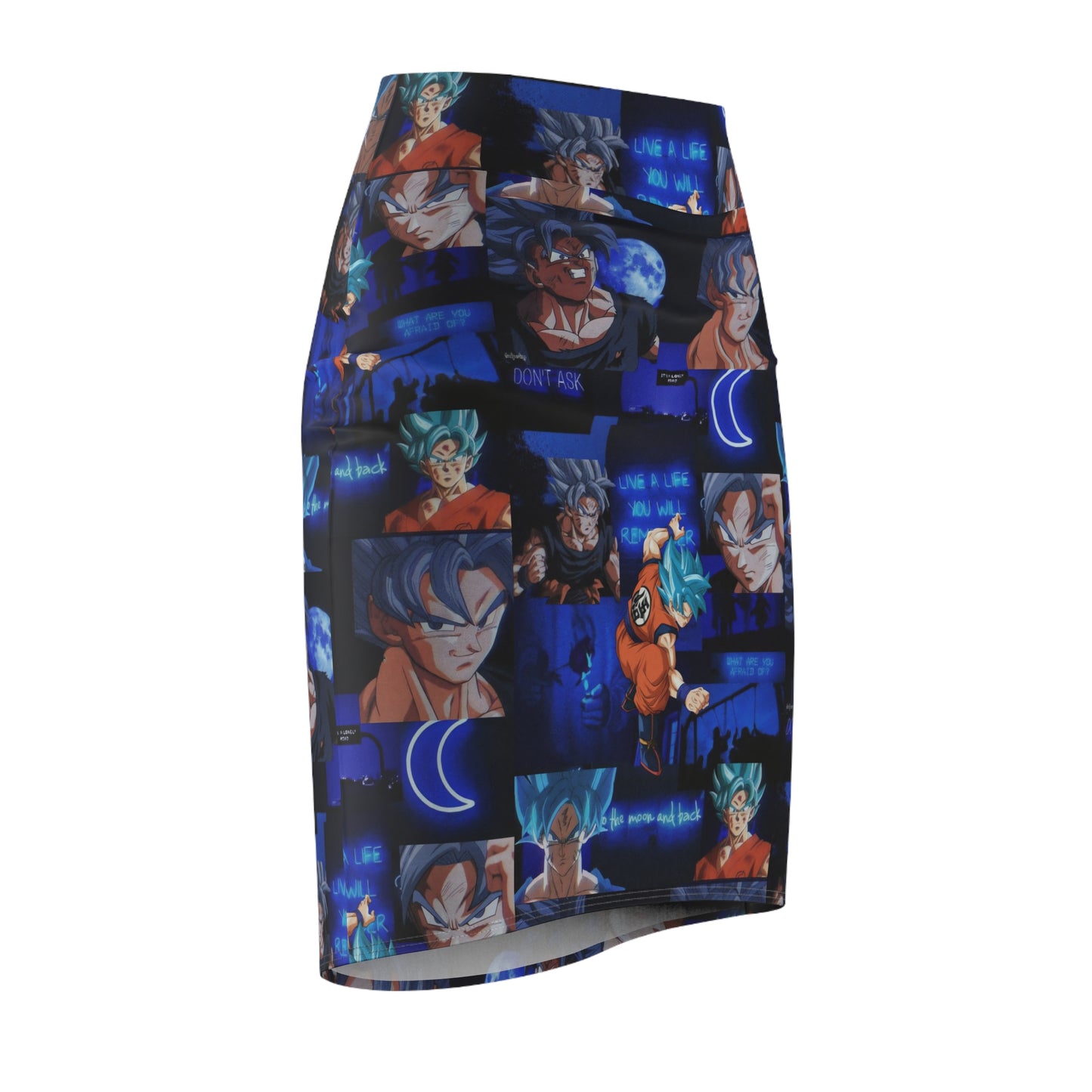 Dragon Ball Z Saiyan Moonlight Collage Women's Pencil Skirt