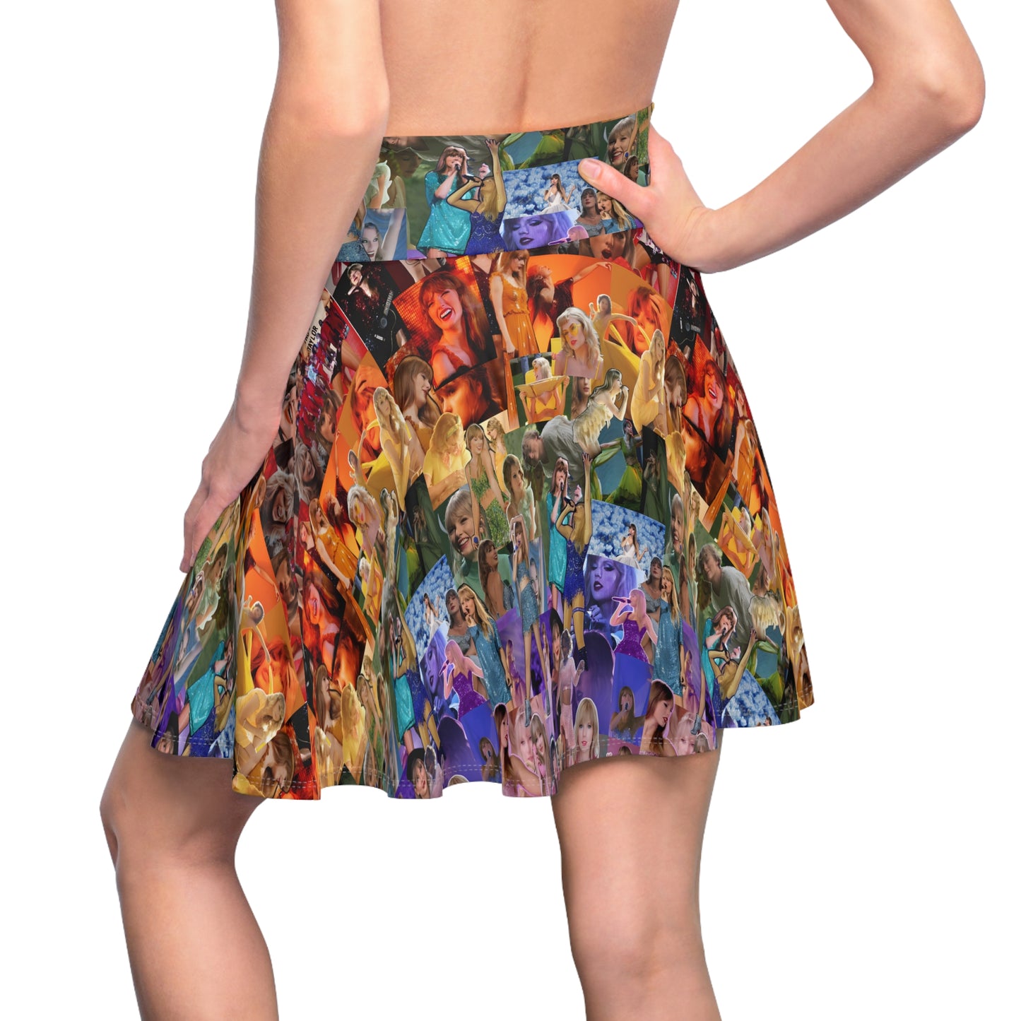 Taylor Swift Rainbow Photo Collage Women's Skater Skirt