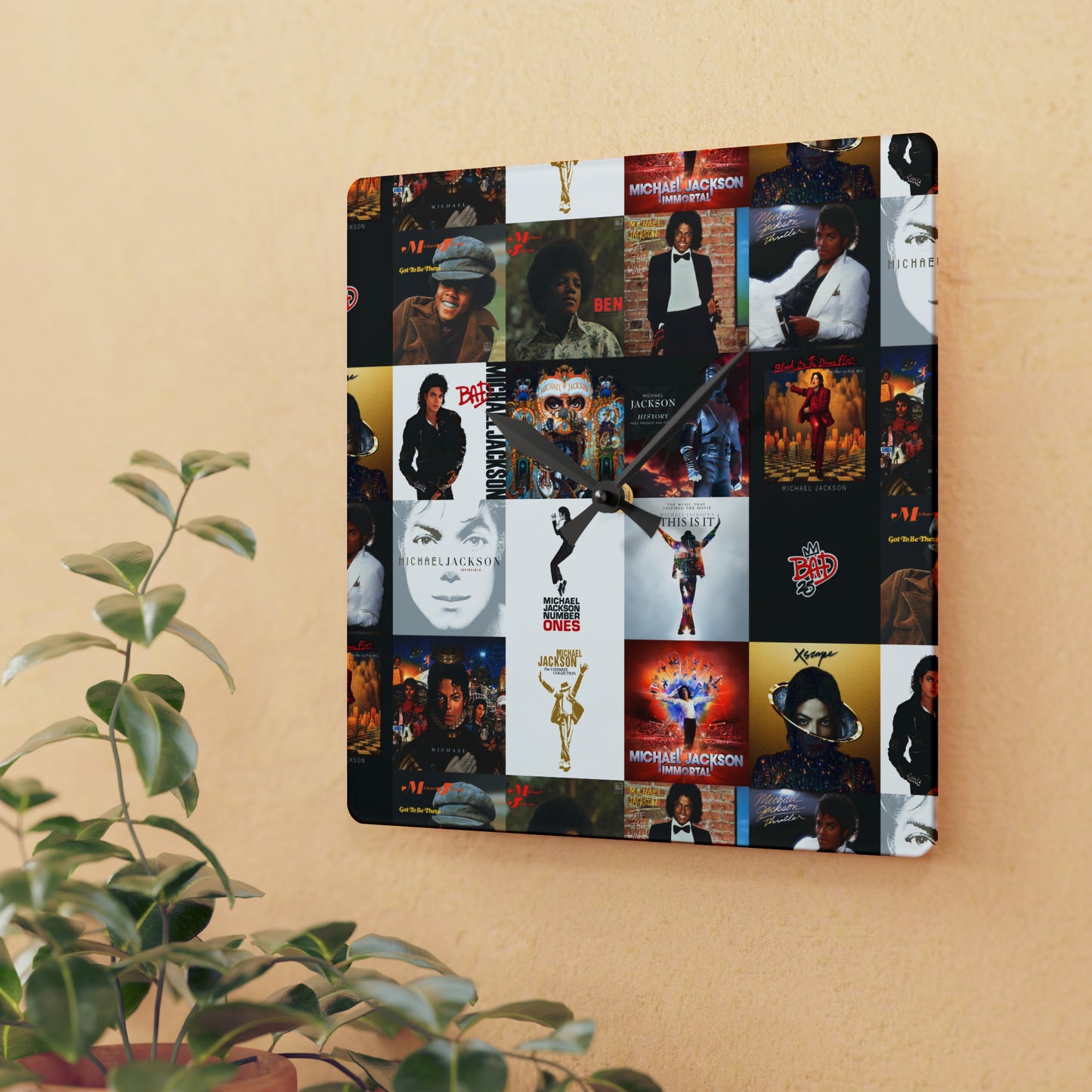 Michael Jackson Album Cover Collage Acrylic Wall Clock