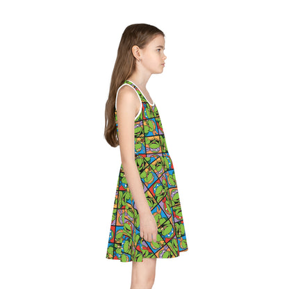 TMNT Turtle Toon Montage Girls' Sleeveless Sundress