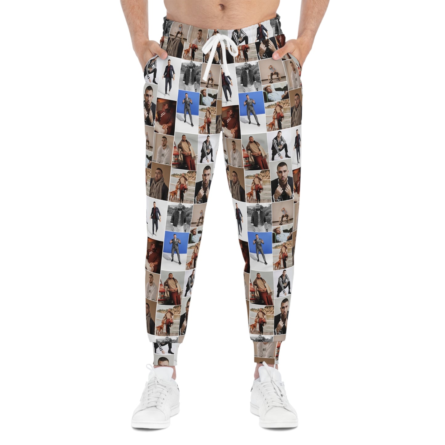 Travis Kelce Portrait Photo Mosaic Athletic Joggers