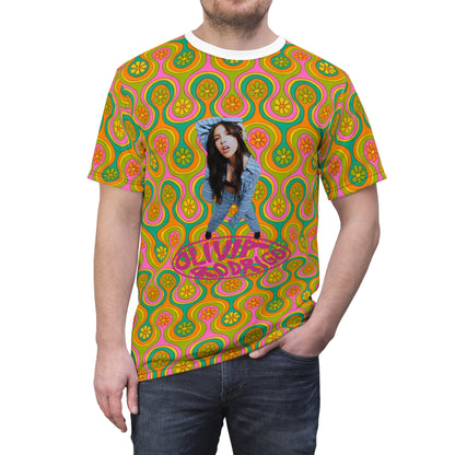 Olivia Rodrigo Groovy Look Up Pose Logo Unisex Tee Shirt