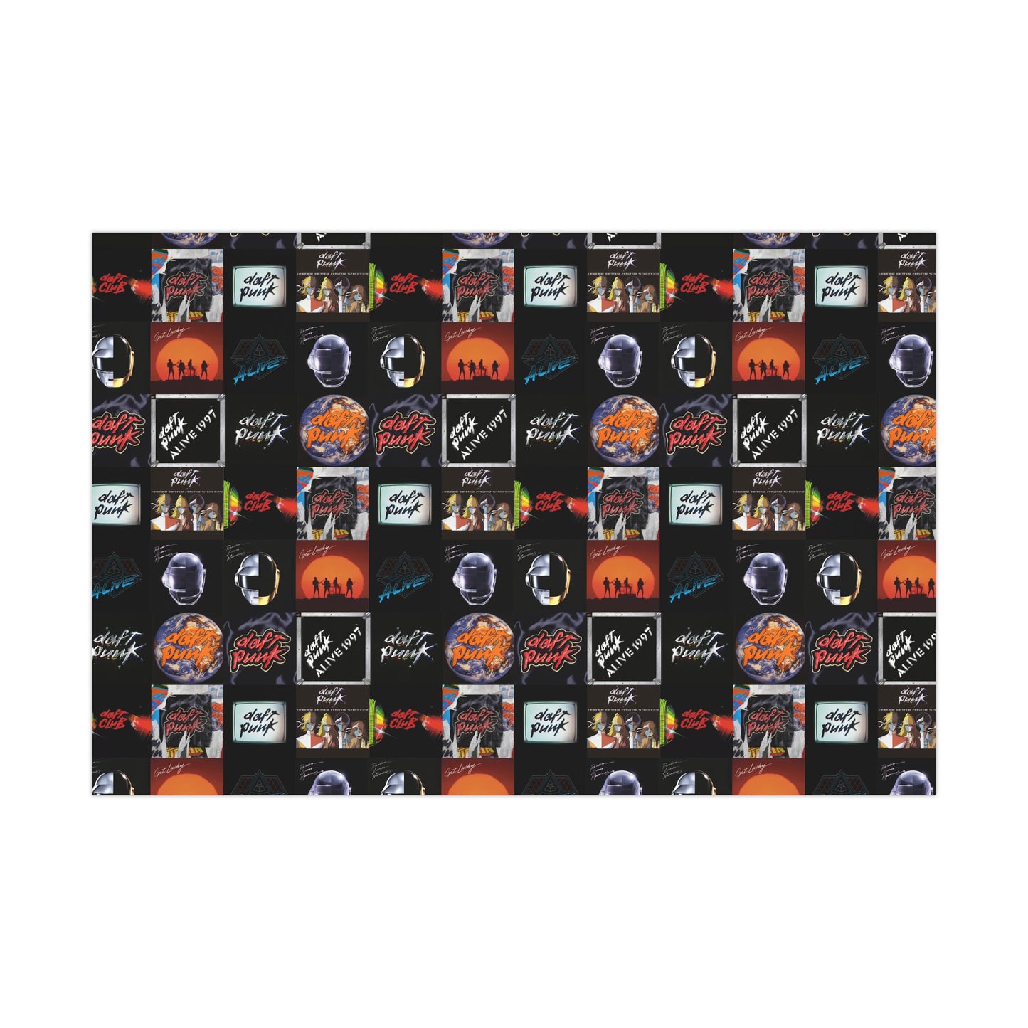 Daft Punk Album Cover Art Collage Gift Wrap Paper