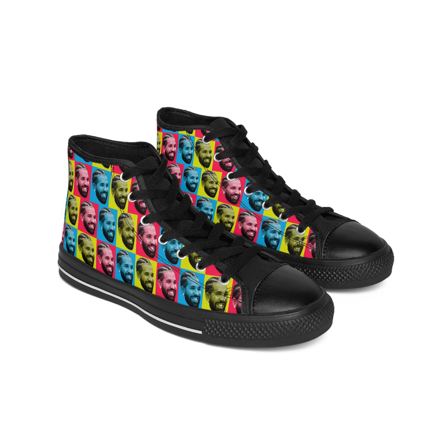 Drake Colored Checker Faces Women's Classic Sneakers