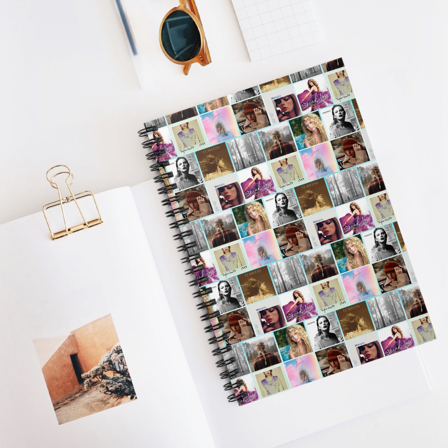 Taylor Swift Album Art Collage Pattern Ruled Line Spiral Notebook