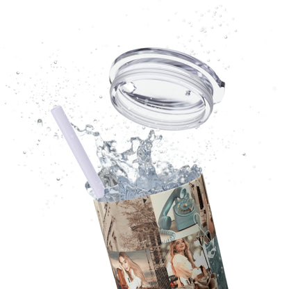 Sabrina Carpenter Peachy Princess Collage Skinny Tumbler with Straw