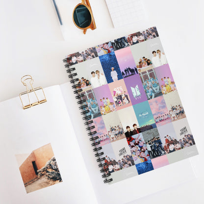 BTS Pastel Aesthetic Collage Ruled Line Spiral Notebook