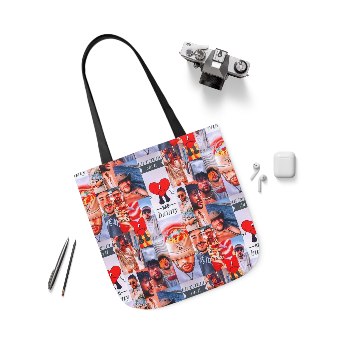 Bad Bunny Un Verano Sin Ti Photo Collage Polyester Canvas Tote Bag