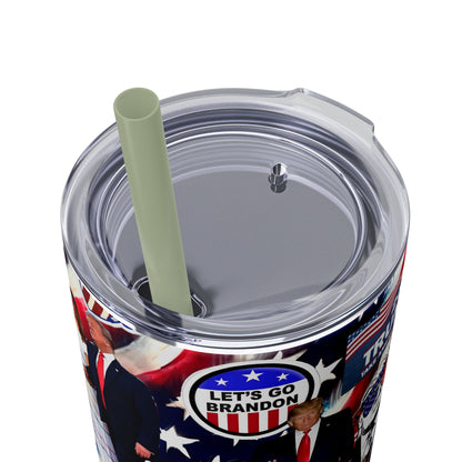 Donald Trump 2024 MAGA Montage Skinny Tumbler with Straw