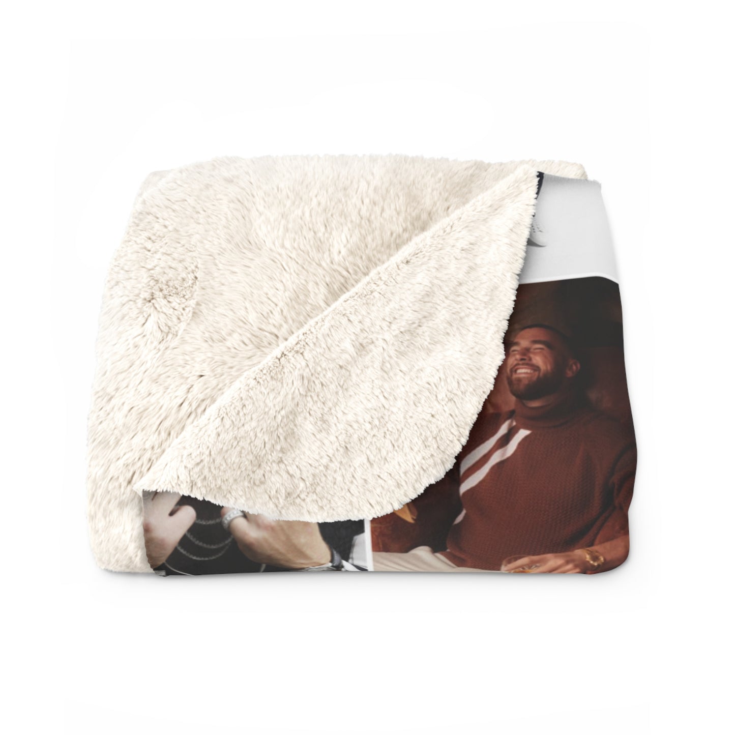 Travis Kelce Portrait Photo Mosaic Sherpa Fleece Blanket