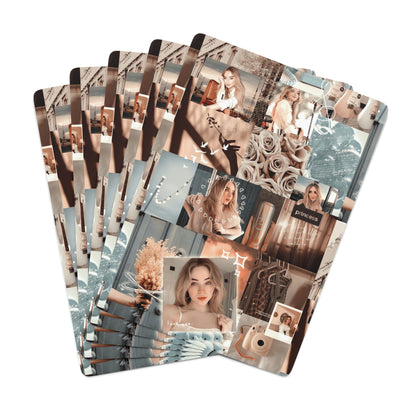 Sabrina Carpenter Peachy Princess Collage Playing Cards