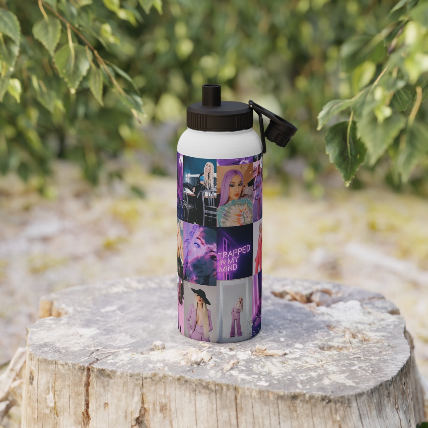 Ava Max Belladonna Photo Collage Stainless Steel Water Bottle with Sports Lid