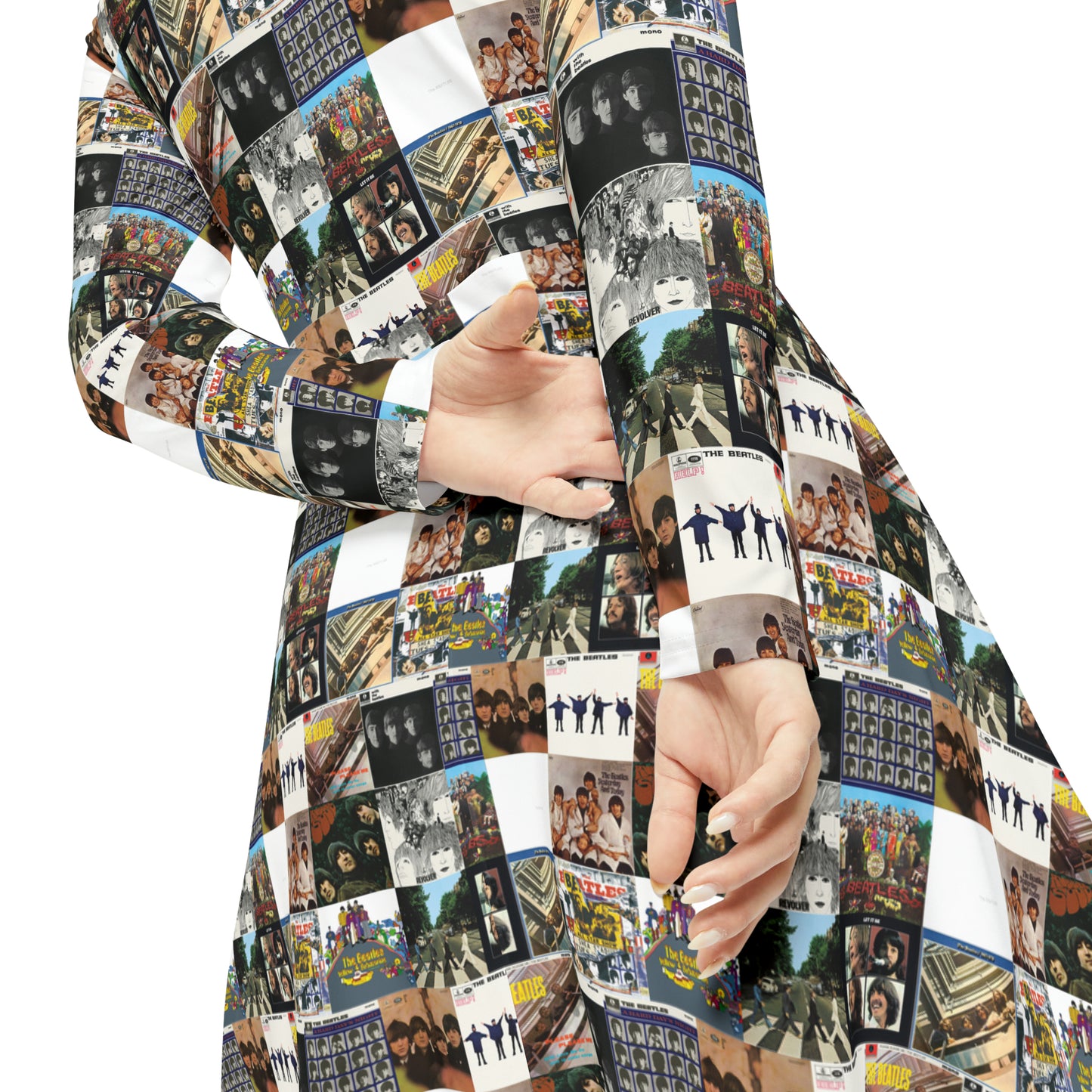 The Beatles Album Cover Collage Women's Long Sleeve Dance Dress