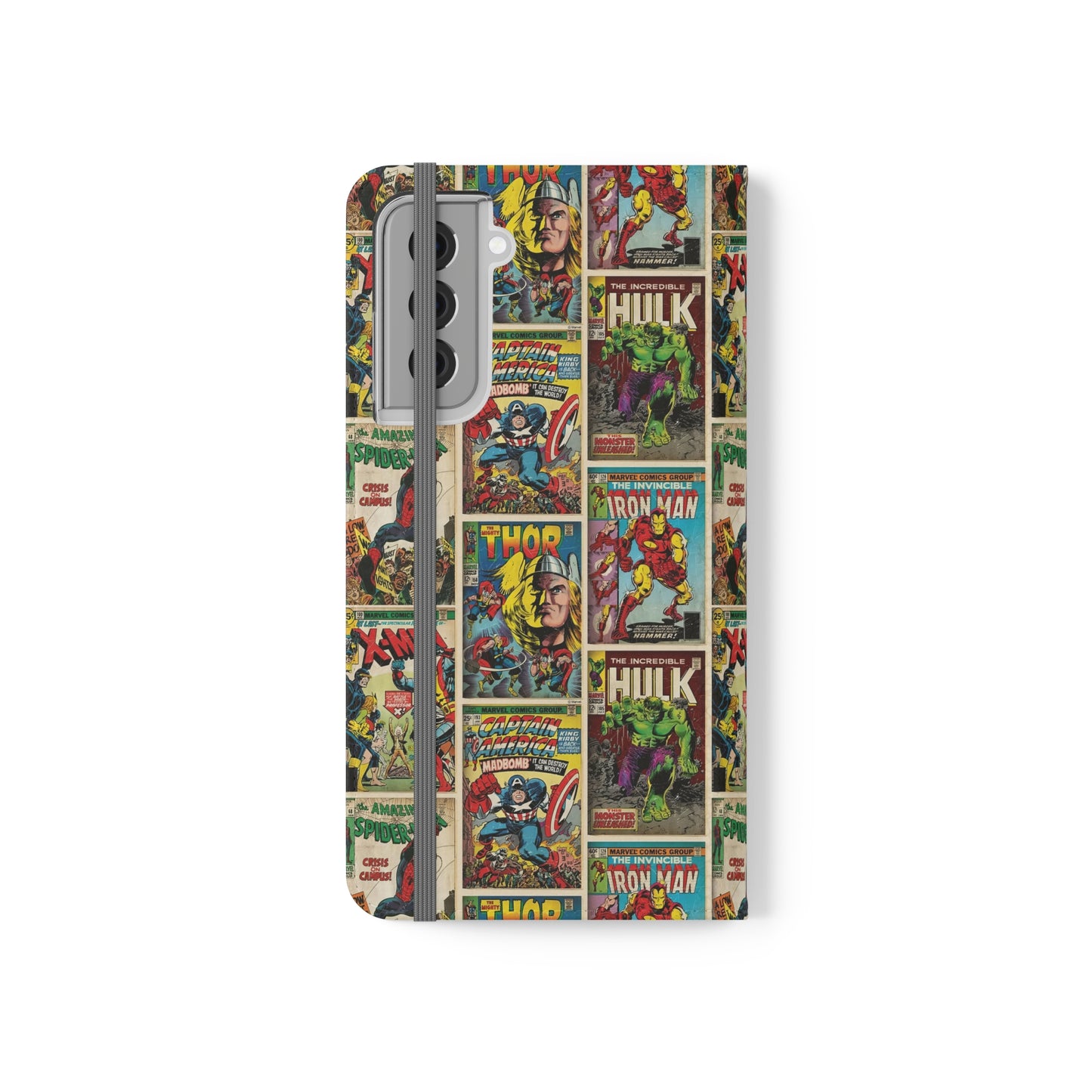 Marvel Comic Book Cover Collage Phone Flip Case