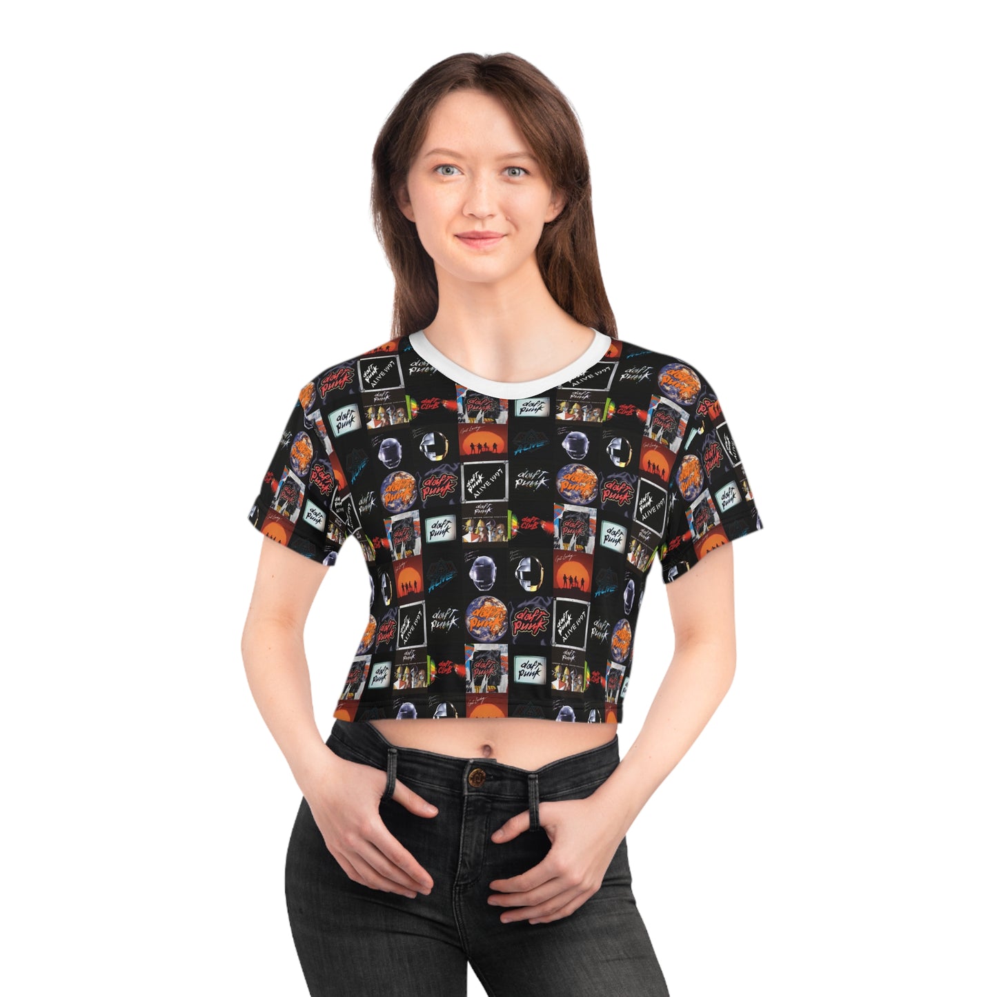 Daft Punk Album Cover Art Collage Crop Tee