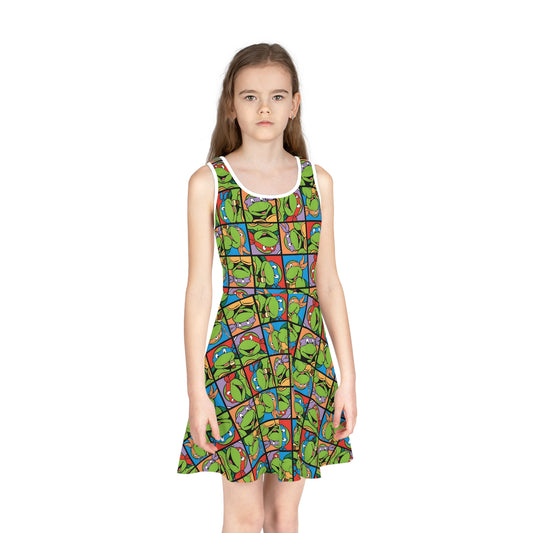 TMNT Turtle Toon Montage Girls' Sleeveless Sundress