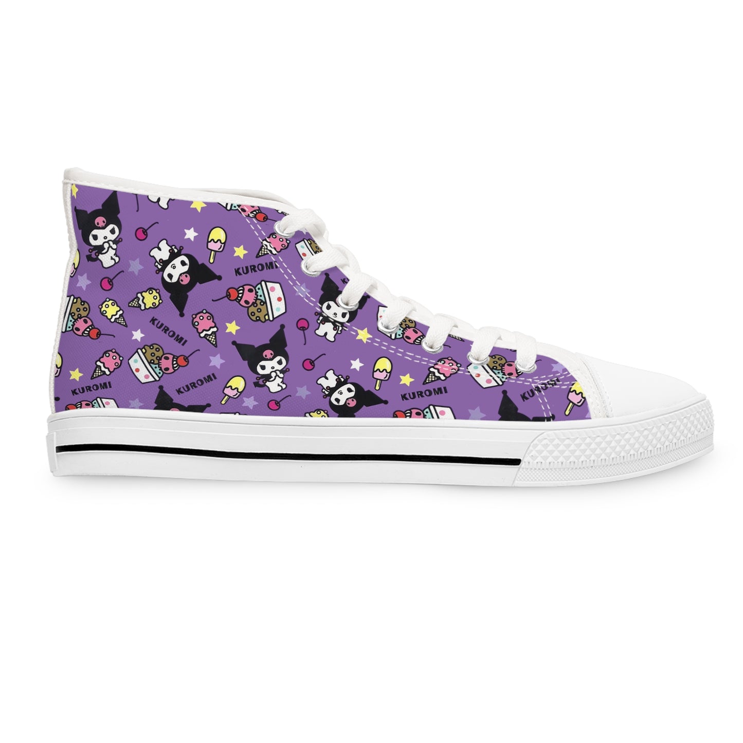 Kuromi Ice Cream Sundae Pattern Women's High Top Sneakers